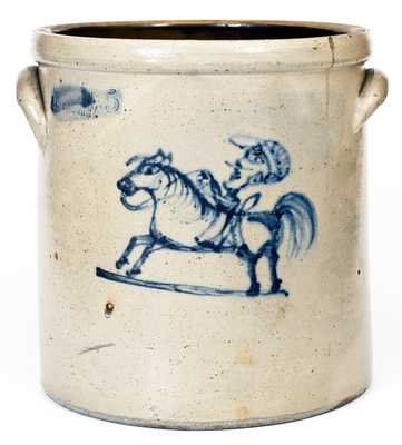 Outstanding C. BRAUN / BUFFALO, NY Stoneware Crock w/ Horse and Jockey Decoration