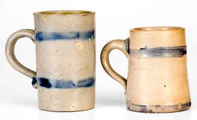 Lot of Two: Stoneware Mugs with Cobalt Bands