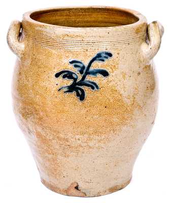 Unusual 2 Gal. Stoneware Jar with Slip-Trailed Decoration, New England, early 19th century