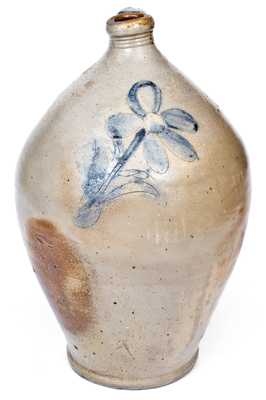 Attrib. William Capron, Albany, NY Stoneware Jug w/ Incised Floral Decoration, c1800-05