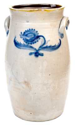 4 Gal. Stoneware Churn attrib. George Lent, New York State origin, c1820-35