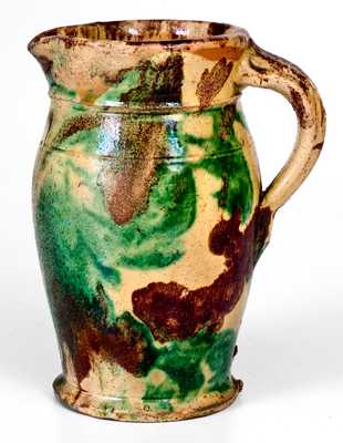 Shenandoah Valley Multi-Glazed Redware Cream Pitcher, Strasburg, VA