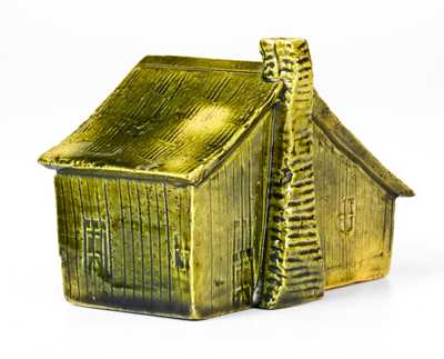 George Ohr Pottery Cabin Inkwell, Green Glaze