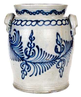 Exceptional and Important B.C. MILBURN / ALEXA Stoneware Jar w/ Profuse Slip-Trailed Cobalt Decoration (Alexandria, VA)