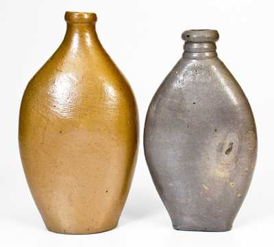 Two Salt-Glazed Stoneware Flasks, Baltimore, MD, 19th century