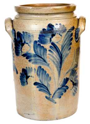 Four-Gallon Stoneware Jar w/ Elaborate Cobalt Floral Decoration, att. William Linton, Baltimore, c1855