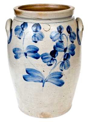 4 Gal. Baltimore Stoneware Jar w/ Floral Decoration, circa 1870