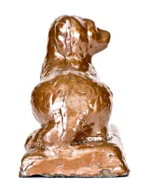 Stoneware Reclining Dog Doorstop, Jane Lew, WV, circa 1880, Chocolate-Brown Glaze