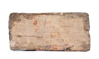 Stoneware Reclining Dog Doorstop, Jane Lew, WV, circa 1880, Chocolate-Brown Glaze