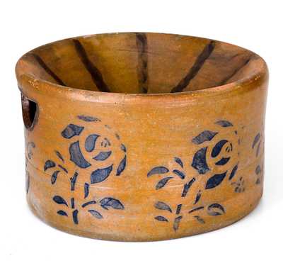 Exceptional Cobalt-Decorated Stoneware Spittoon, Palatine, WV origin, circa 1885