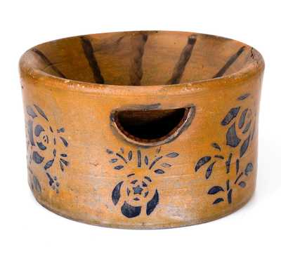 Exceptional Cobalt-Decorated Stoneware Spittoon, Palatine, WV origin, circa 1885