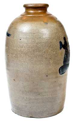 Very Rare One-Gallon Stoneware Jug w/ People Decoration, Morgantown, WV origin