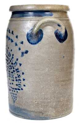 Exceptional Four-Gallon KNOTTS. SWINDLER & CO / PALATINE / W. VA Stoneware Jar w/ Profuse Decoration