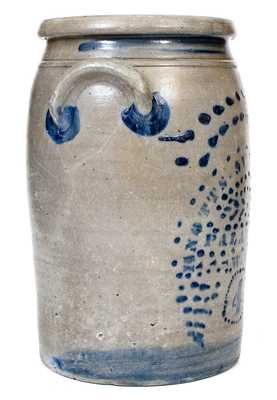 Exceptional Four-Gallon KNOTTS. SWINDLER & CO / PALATINE / W. VA Stoneware Jar w/ Profuse Decoration