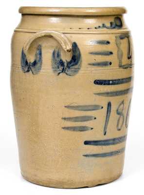 Scarce Four-Gallon 1866 Stoneware Jar w/ Elaborate Freehand Decoration, att. A.P. Donaghho, Fredericktown, PA