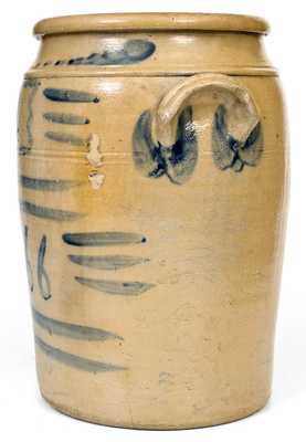 Scarce Four-Gallon 1866 Stoneware Jar w/ Elaborate Freehand Decoration, att. A.P. Donaghho, Fredericktown, PA