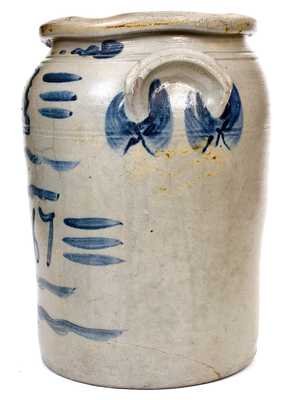 Scarce Four-Gallon 1867 Stoneware Jar w/ Elaborate Freehand Decoration, att. A.P. Donaghho, Fredericktown, PA