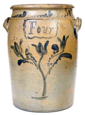 Scarce Four-Gallon attrib. A.P. Donaghho, Fredericktown, PA Stoneware Jar Inscribed 