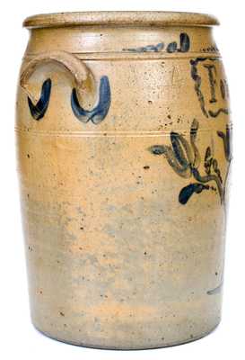 Scarce Four-Gallon attrib. A.P. Donaghho, Fredericktown, PA Stoneware Jar Inscribed
