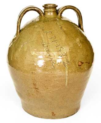 Important Double-Handled Stoneware Jug by Dave (August 31, 1852), Edgefield District, SC