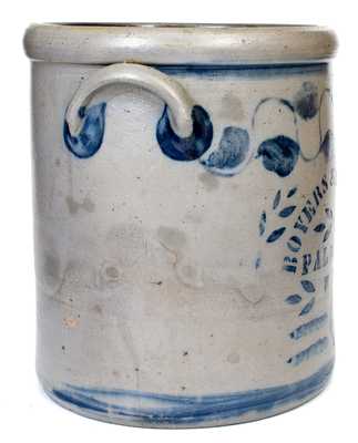 Exceptional BOYERS & HARDEN / PALATINE / W VA Six-Gallon Stoneware Crock w/ Elaborate Decoration