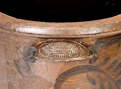 Rare Five-Gallon Morgantown, West Virginia Stoneware Crock w/ Molded Handles