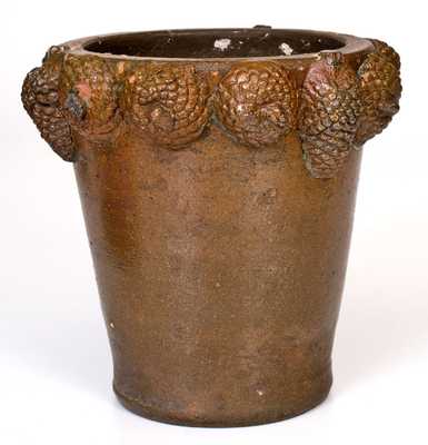 Extremely Rare Stoneware Flowerpot w/ Applied Pine Cones, David Greenland Thompson, Morgantown, WV