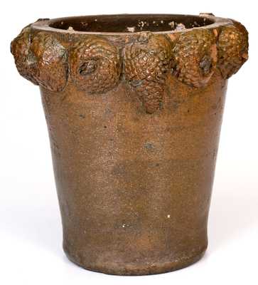 Extremely Rare Stoneware Flowerpot w/ Applied Pine Cones, David Greenland Thompson, Morgantown, WV