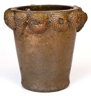 Extremely Rare Stoneware Flowerpot w/ Applied Pine Cones, David Greenland Thompson, Morgantown, WV
