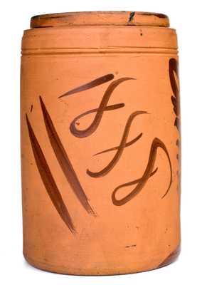 Outstanding 1888 Tanware Canister w/ Elaborate Albany Slip Floral Decoration