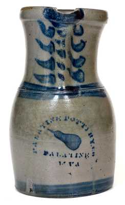 Exceptional PALATINE POTTERY CO / PALATINE / W VA Stoneware Pitcher w/ Stenciled Pear Motif