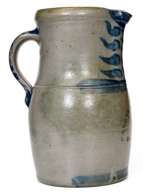 Exceptional PALATINE POTTERY CO / PALATINE / W VA Stoneware Pitcher w/ Stenciled Pear Motif