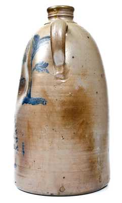 Exceedingly Rare MILLERS POTTERY. / P.O. / RACOON, / W.VA. Double-Handled Stoneware Jug