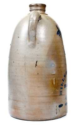 Exceedingly Rare MILLERS POTTERY. / P.O. / RACOON, / W.VA. Double-Handled Stoneware Jug