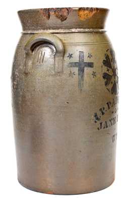 Fine and Scarce J.P. PARKER / JANE LEW / W VA. Three-Gallon Stoneware Churn