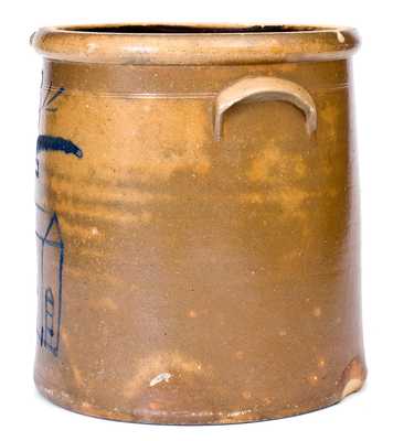 Very Rare Stoneware Crock w/ Cobalt Church Decoration, att. S.A. Colvin and Sons, Jane Lew, WV, circa 1880