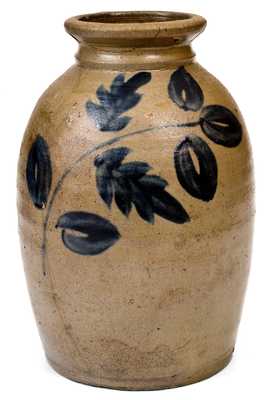 Stoneware Canning Jar with Cobalt Floral Decoration, VA origin, circa 1865
