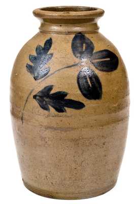Stoneware Canning Jar with Cobalt Floral Decoration, VA origin, circa 1865