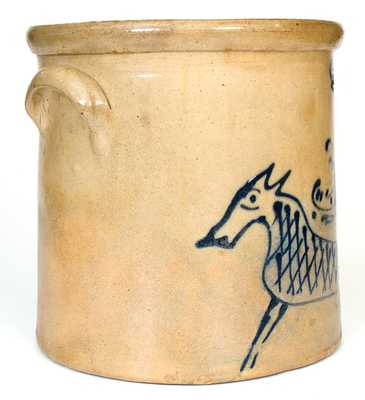 Extremely Rare C.W. BRAUN / BUFFALO, N.Y Stoneware Crock w/ Cobalt Horse Decoration