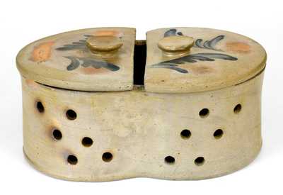 Exceedingly Rare Cobalt-Decorated Stoneware Cheese Strainer, attrib. to Richard C. Remmey, Philadelphia
