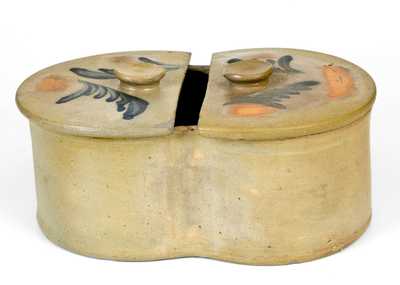 Exceedingly Rare Cobalt-Decorated Stoneware Cheese Strainer, attrib. to Richard C. Remmey, Philadelphia