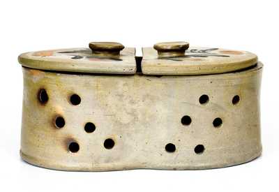 Exceedingly Rare Cobalt-Decorated Stoneware Cheese Strainer, attrib. to Richard C. Remmey, Philadelphia