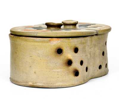 Exceedingly Rare Cobalt-Decorated Stoneware Cheese Strainer, attrib. to Richard C. Remmey, Philadelphia