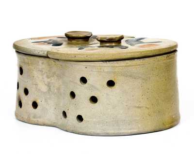 Exceedingly Rare Cobalt-Decorated Stoneware Cheese Strainer, attrib. to Richard C. Remmey, Philadelphia