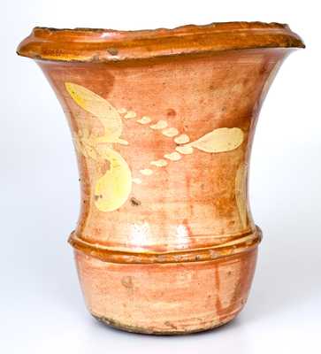 Outstanding attrib. J. Eberly & Co., Strasburg, VA Redware Urn w/ Profuse Slip Floral Decoration