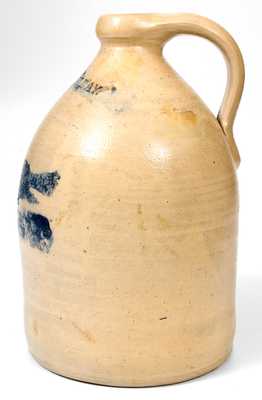 NORTH BAY, New York Stoneware Jug w/ Stenciled Cobalt Bird Decoration (John C. Waelde)