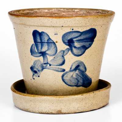 Cobalt-Decorated Stoneware Flowerpot, attrib. Fulper Pottery, Flemington, NJ