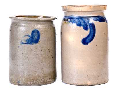Two Half-Gallon Cobalt-Decorated Stoneware Jars, William H. Lehew, Strasburg, VA, circa 1865-1875.