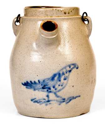 One-and-a-Half-Gallon NY State Stoneware Batter Pail w/ Cobalt Bird Design