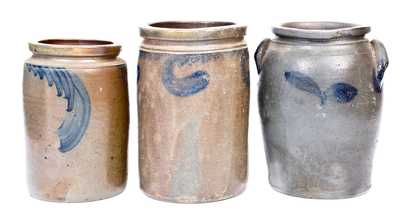 Three Cobalt-Decorated Virginia Stoneware Jars